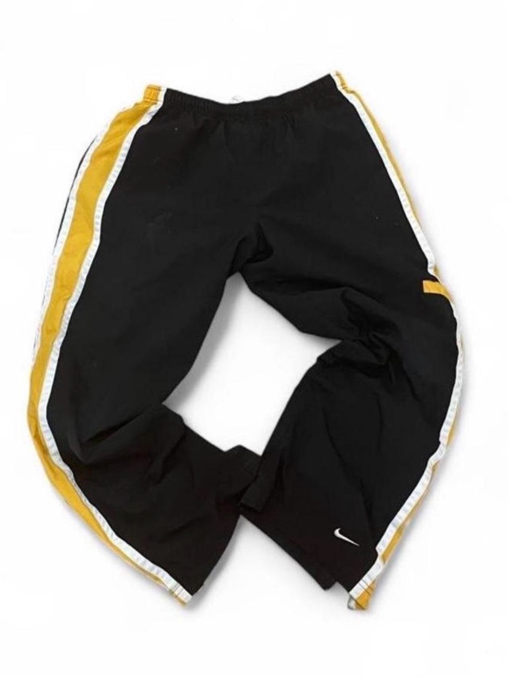 Nike Kids Black Track Pants with Gold Side Stripes
